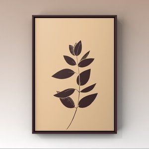 Modern minimalist stem with leave abstract art